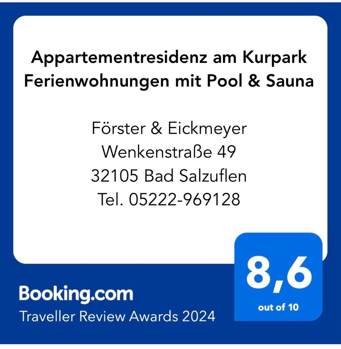 Appartementresidenz Am Kurpark - Ferienwohnungen Mit Pool & Sauna & Garage Bad Salzuflen Exteriér fotografie